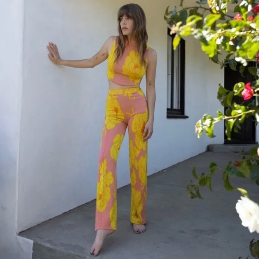 zara floral jacquard top and pants